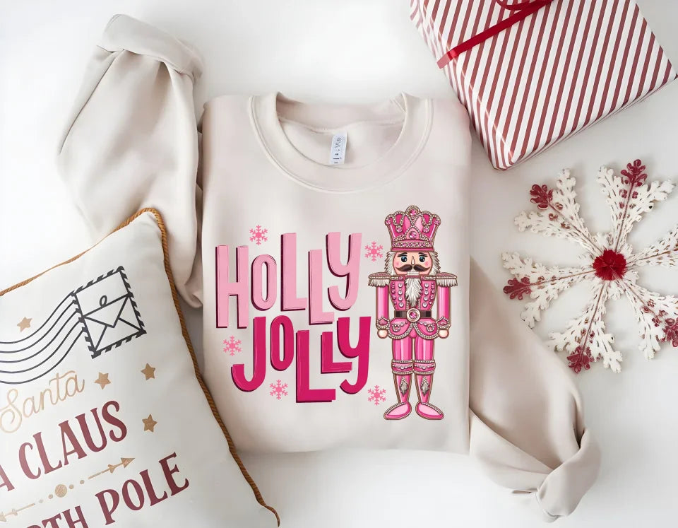 Holly Jolly Christmas T-Shirt - Festive Nutcracker Graphic Tee, Cute Holiday Shirt for Christmas Cheer