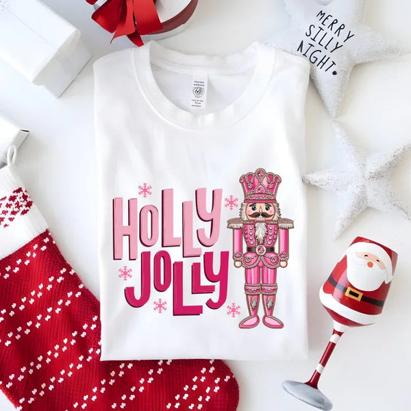 Holly Jolly Christmas T-Shirt - Festive Nutcracker Graphic Tee, Cute Holiday Shirt for Christmas Cheer