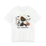 Hooded Ghost Cat – Spooky Halloween Cute Graphic Tee