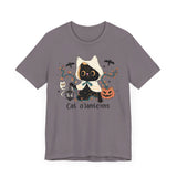 Hooded Ghost Cat – Spooky Halloween Cute Graphic Tee