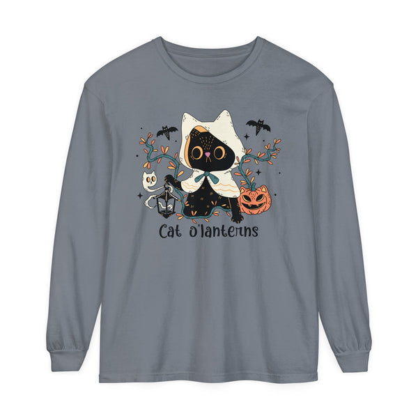 Hooded Ghost Cat – Spooky Halloween Long Sleeve T-Shirt Cute Graphic Tee