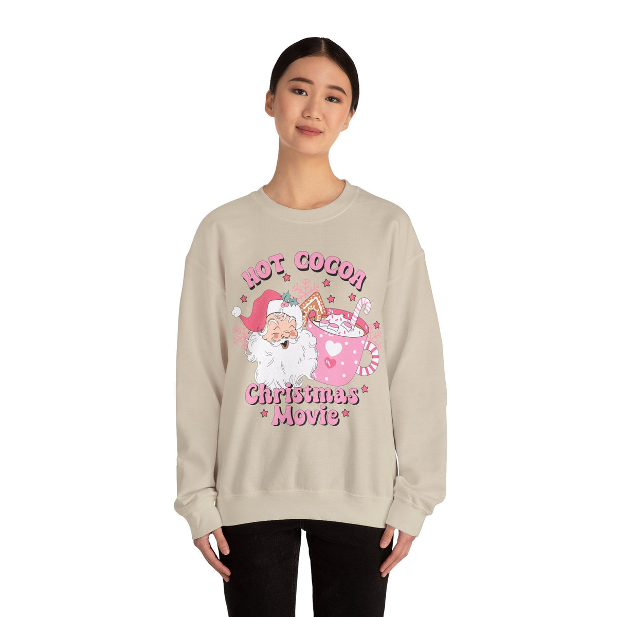 Hot Cocoa & Christmas Movie Crewneck Sweatshirt - Cozy Holiday Christmas Sweater