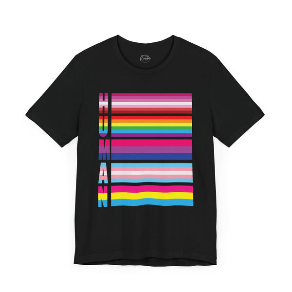 Human LGBT Gay Transgender - Rainbow Pride Tee | Equality Shirt | LGBTQ+ Support Apparel | Colorful Gay Pride T-Shirt |