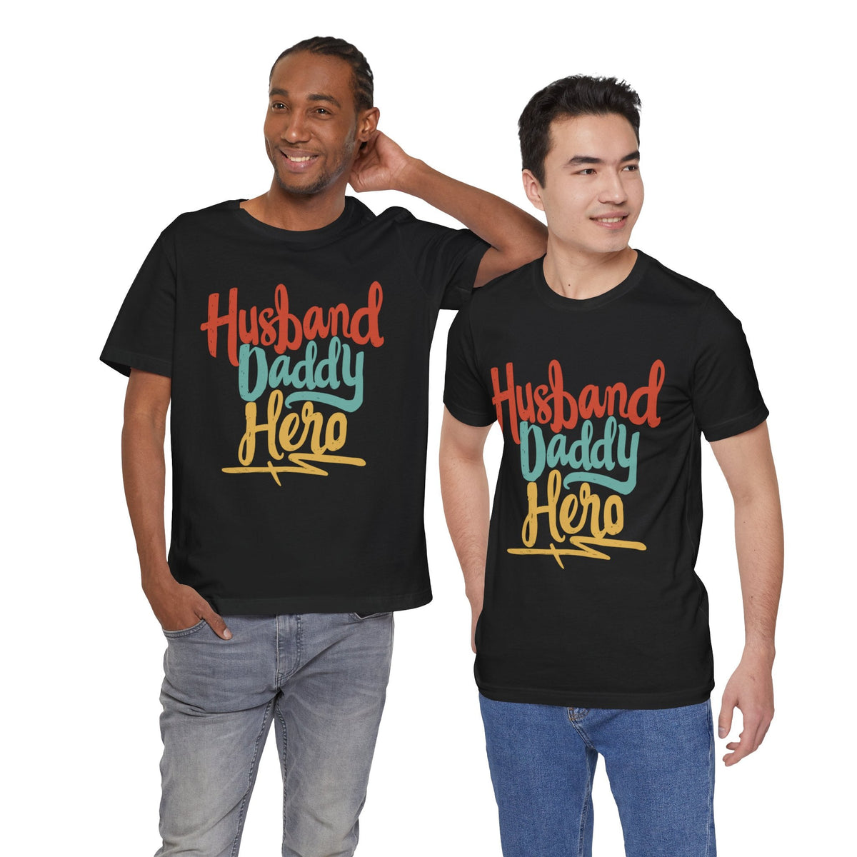 Husband, Daddy & Hero Short Sleeve Crew Neck T-Shirt