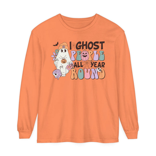 I Ghost People All Year Round Halloween Long Sleeve T-Shirt - Funny Ghost Graphic Tee