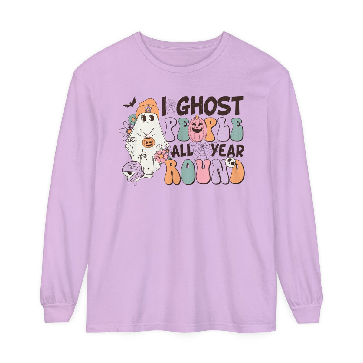 I Ghost People All Year Round Halloween Long Sleeve T-Shirt - Funny Ghost Graphic Tee