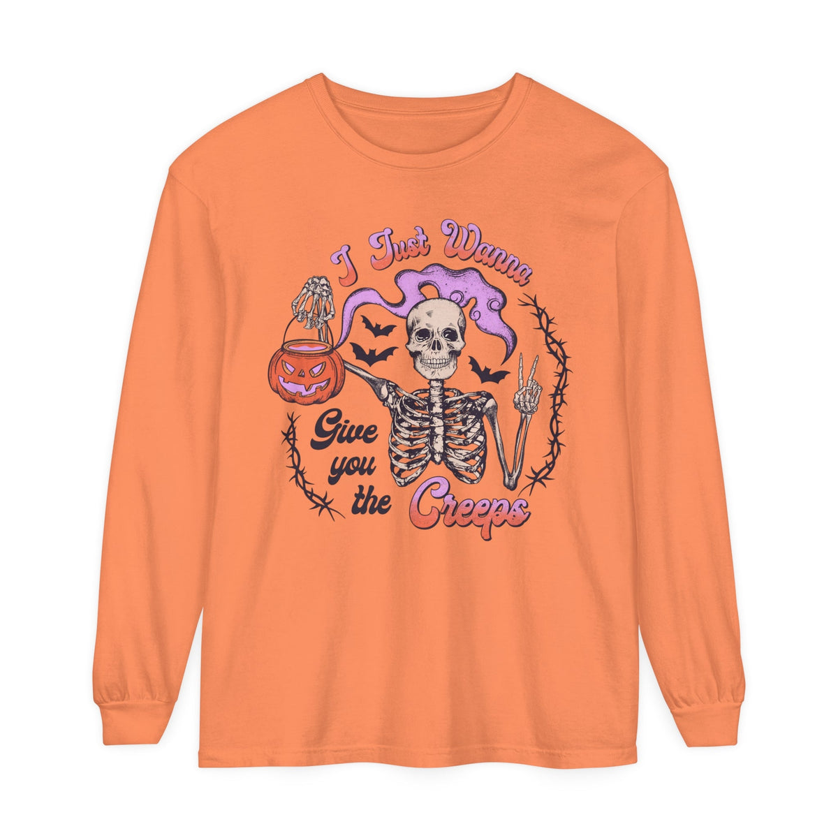 I Just Wanna Give You The Creeps - Retro Skeleton Halloween Long Sleeve T-Shirt