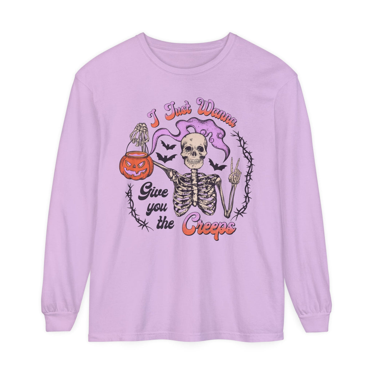 I Just Wanna Give You The Creeps - Retro Skeleton Halloween Long Sleeve T-Shirt