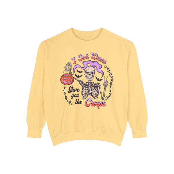 I Just Wanna Give You The Creeps - Retro Skeleton Halloween Sweatshirt