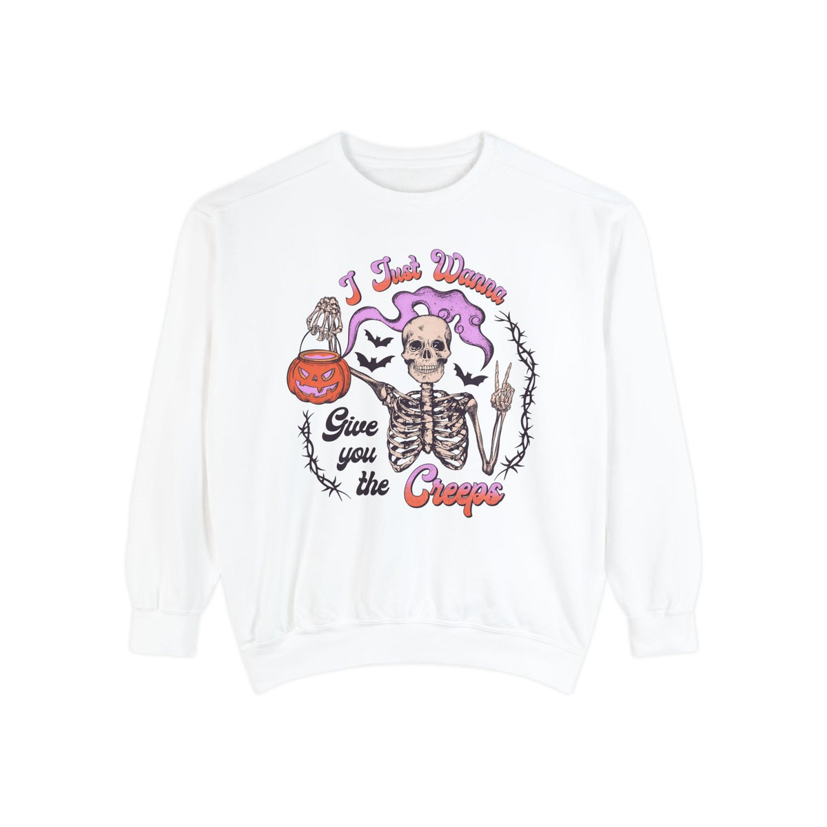 I Just Wanna Give You The Creeps - Retro Skeleton Halloween Sweatshirt