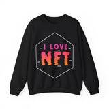 I Love NFT Crypto Crewneck Sweatshirt – Cryptocurrency Shirt for Enthusiasts, Traders, and Meme Lovers