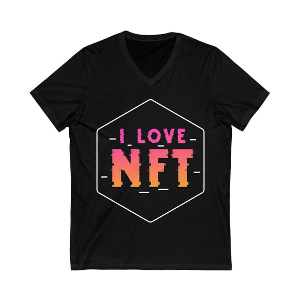 I Love NFT Crypto V-Neck – Cryptocurrency Shirt for Enthusiasts, Traders, and Meme Lovers