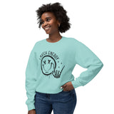 I Match Energy Sweatshirt - Cool Skeleton Hand and Smiley Graphic Pullover