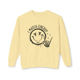 I Match Energy Sweatshirt - Cool Skeleton Hand and Smiley Graphic Pullover