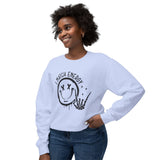 I Match Energy Sweatshirt - Cool Skeleton Hand and Smiley Graphic Pullover