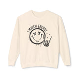 I Match Energy Sweatshirt - Cool Skeleton Hand and Smiley Graphic Pullover