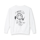 I Match Energy Sweatshirt - Cool Skeleton Hand and Smiley Graphic Pullover