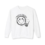 I Match Energy Sweatshirt - Cool Skeleton Hand and Smiley Graphic Pullover