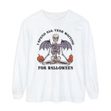 I Spend All Year Waiting For Halloween - Skeleton Meditation Long Sleeve T-Shirt