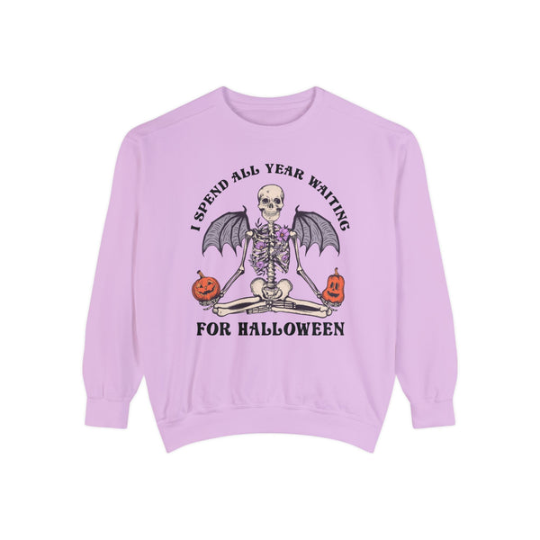 I Spend All Year Waiting For Halloween - Skeleton Meditation Sweatshirt