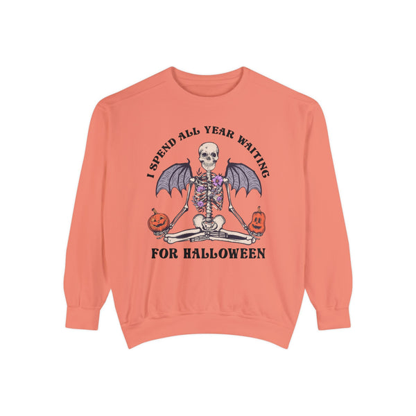 I Spend All Year Waiting For Halloween - Skeleton Meditation Sweatshirt