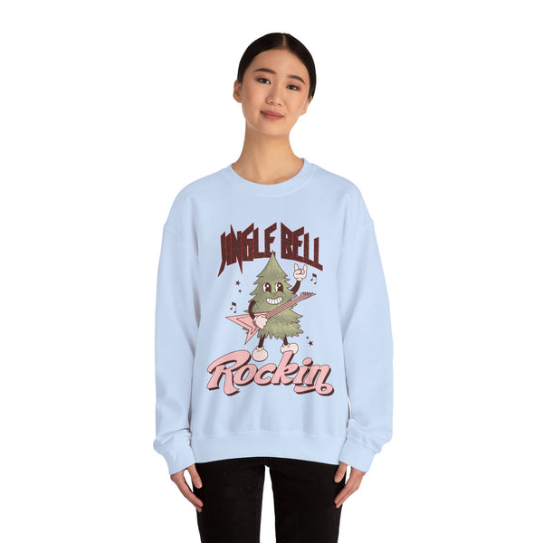 Jingle Bell Rockin' Crewneck Sweatshirt - Rock 'n' Roll Christmas Tree Christmas Sweater - Festive Fun