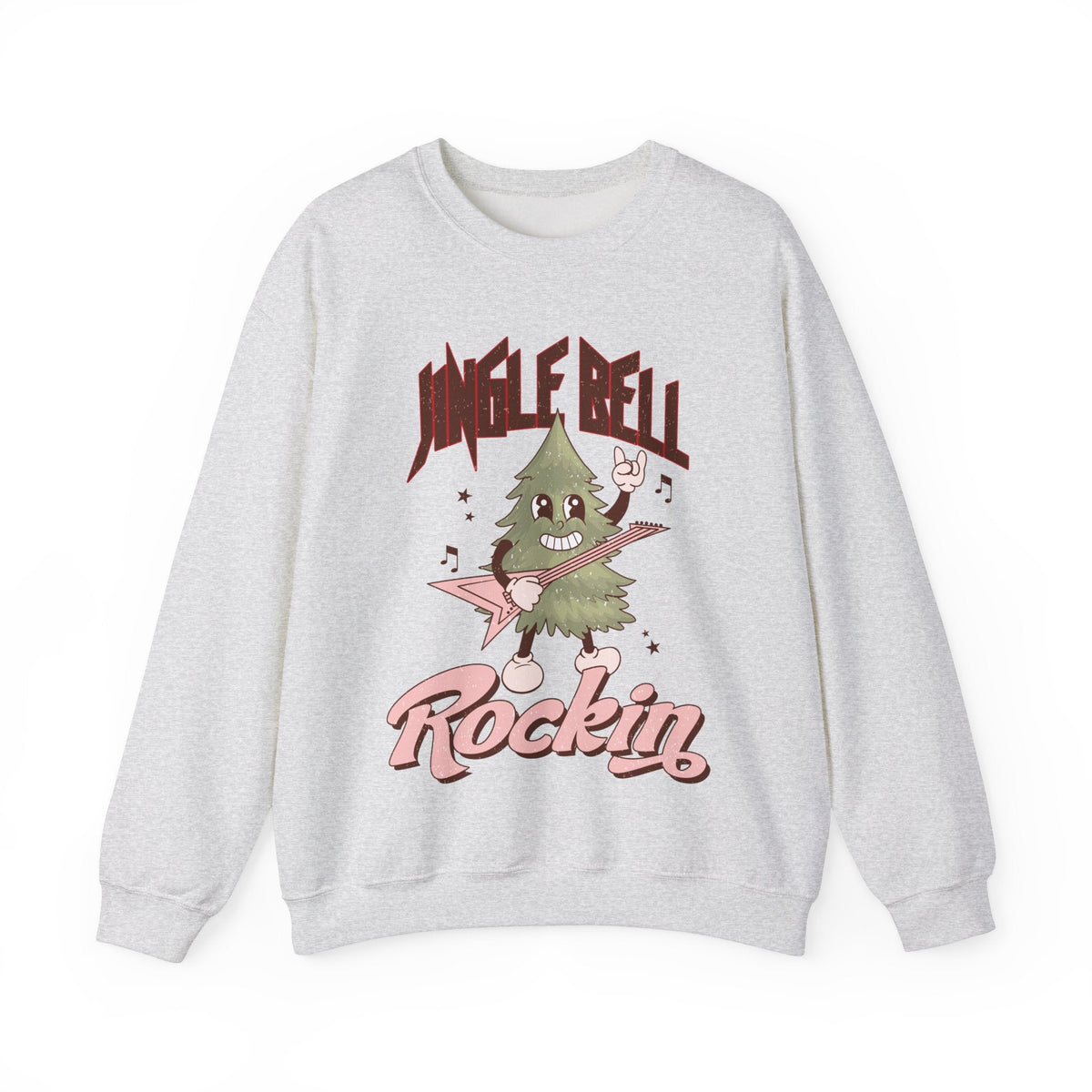 Jingle Bell Rockin' Crewneck Sweatshirt - Rock 'n' Roll Christmas Tree Christmas Sweater - Festive Fun