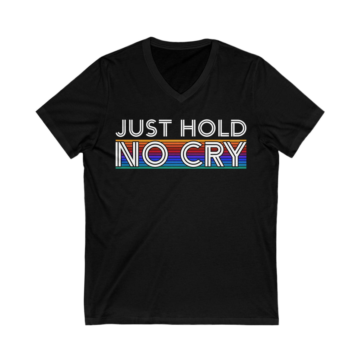 Just Hold No Cry Crypto V-Neck – Cryptocurrency Shirt for Enthusiasts, Traders, and Meme Lovers