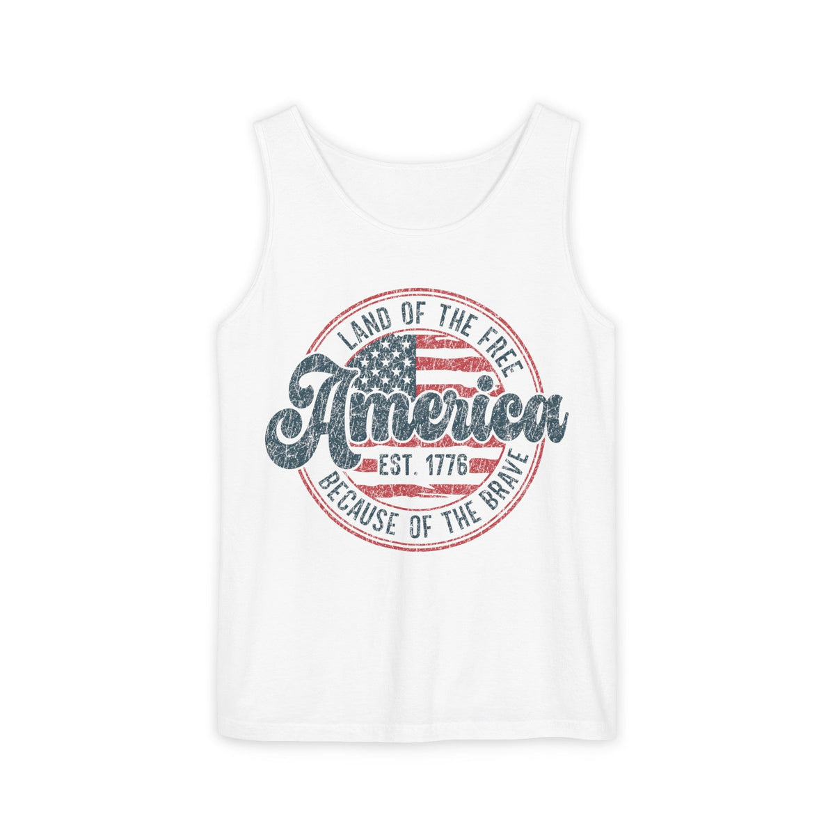 Land Of The Free Because Of The Brave Retro Unisex Garment-Dyed Tank Top