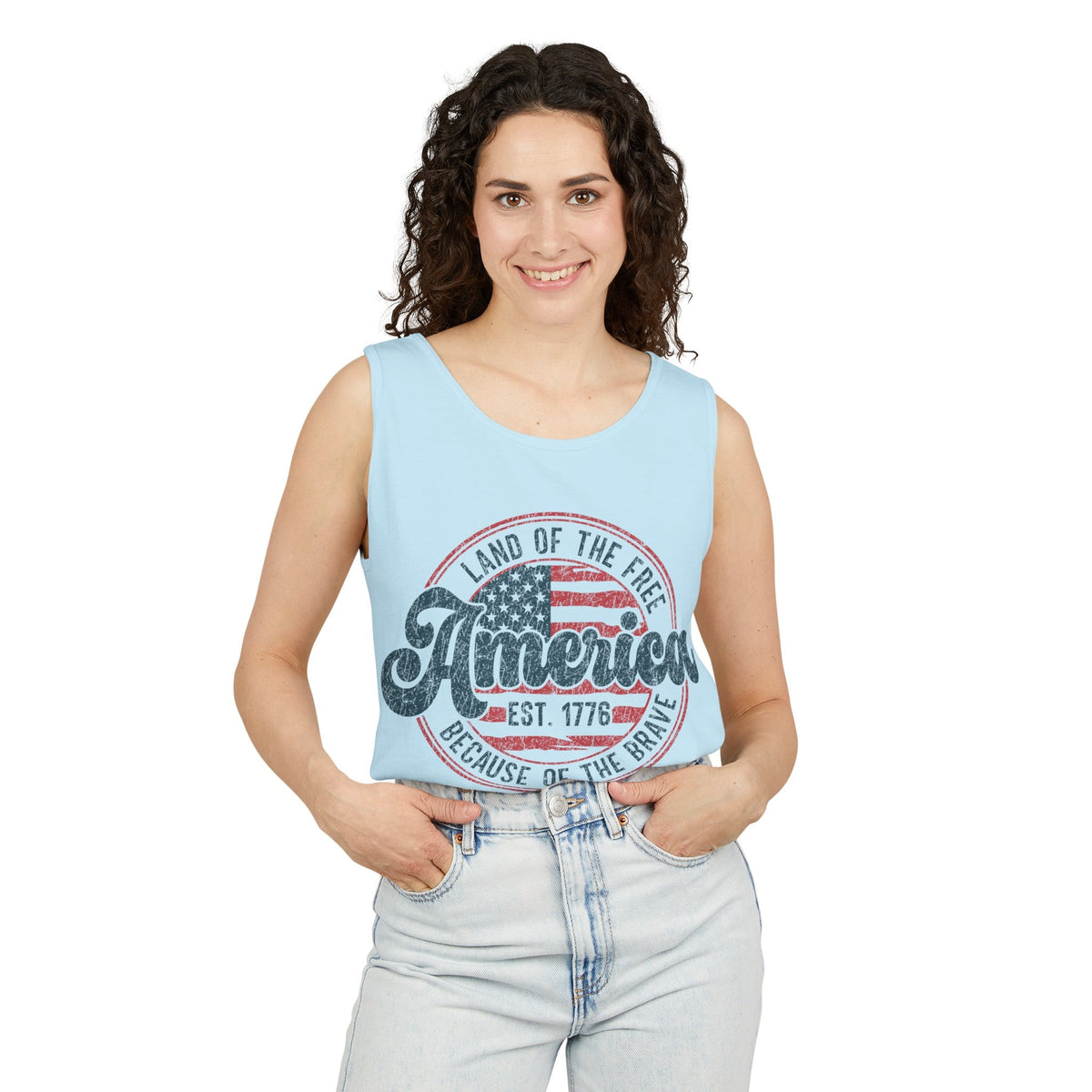 Land Of The Free Because Of The Brave Retro Unisex Garment-Dyed Tank Top