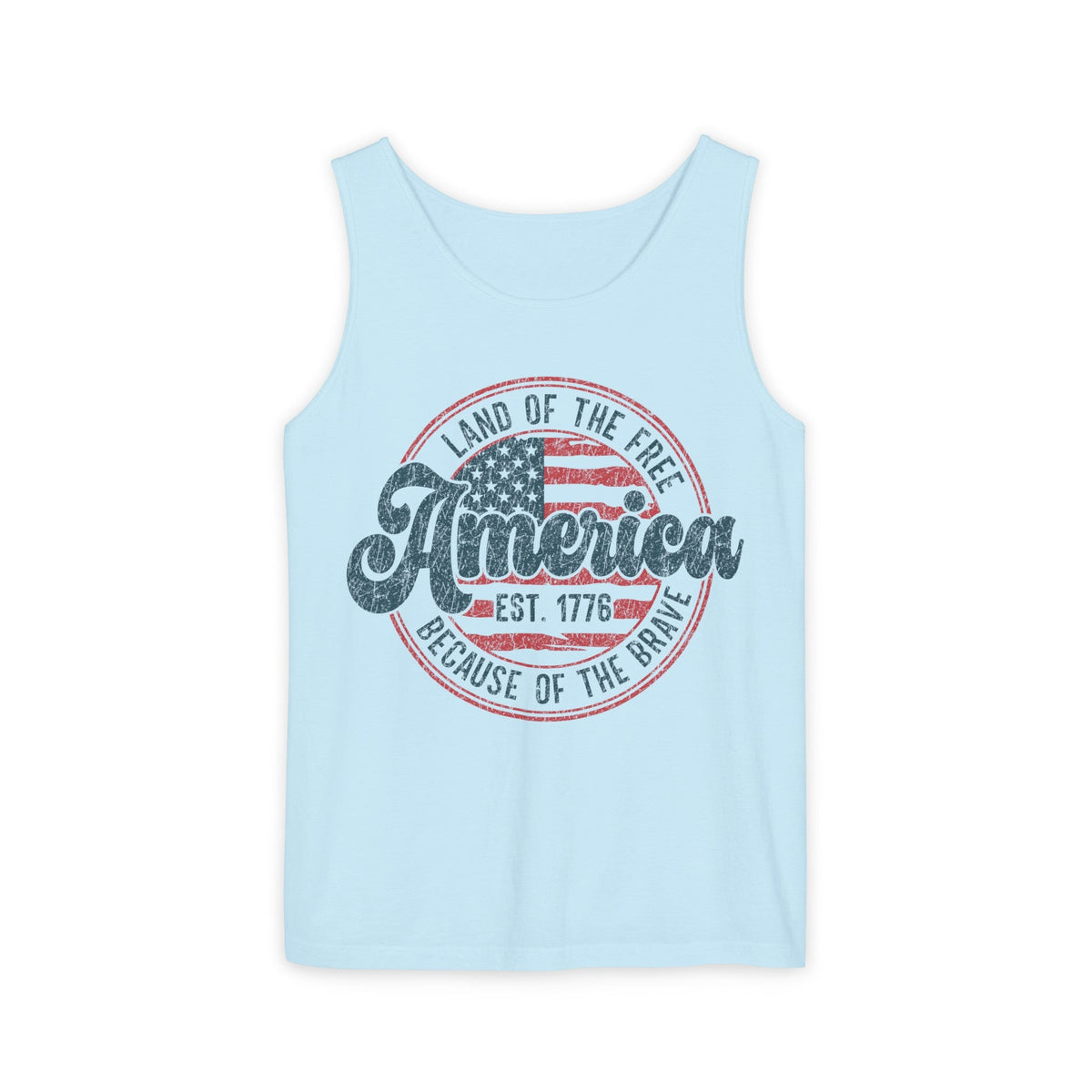 Land Of The Free Because Of The Brave Retro Unisex Garment-Dyed Tank Top