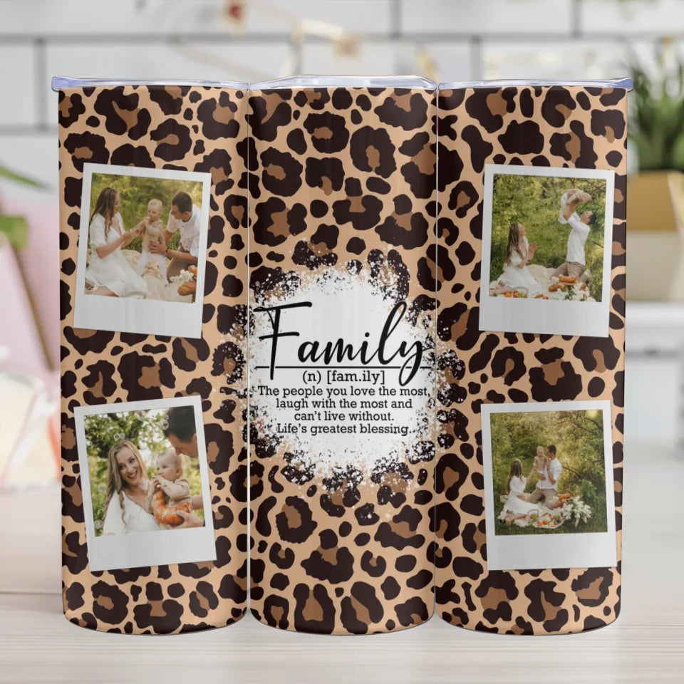 Leopard Prints Family Tumbler - Personalized Photo Collage Keepsake - Beautiful Gift for Loved Ones