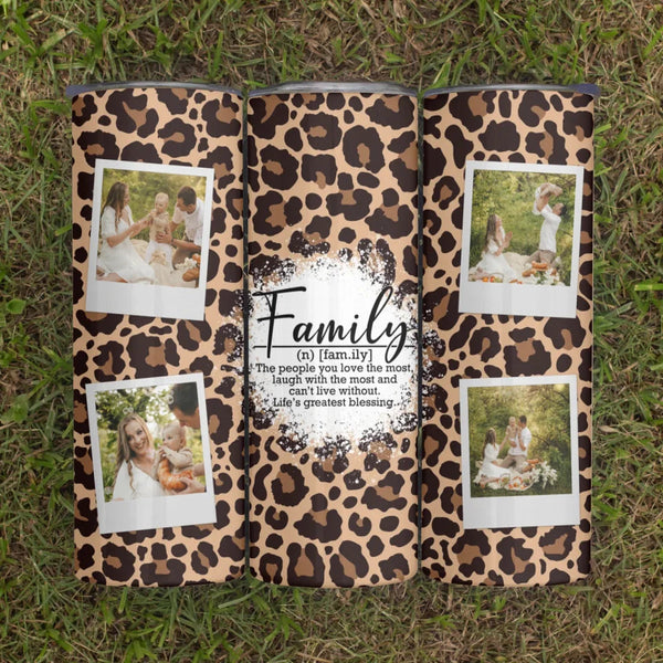 Leopard Prints Family Tumbler - Personalized Photo Collage Keepsake - Beautiful Gift for Loved Ones