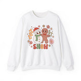 Let It Snow Crewneck Sweatshirt - Cute Snowman and Gingerbread Christmas Sweater - Winter Fun