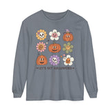 Let's Get Halloweird Halloween Long Sleeve T-Shirt - Cute Pumpkins and Flowers Graphic Tee