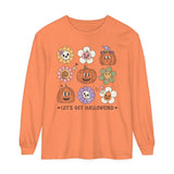 Let's Get Halloweird Halloween Long Sleeve T-Shirt - Cute Pumpkins and Flowers Graphic Tee