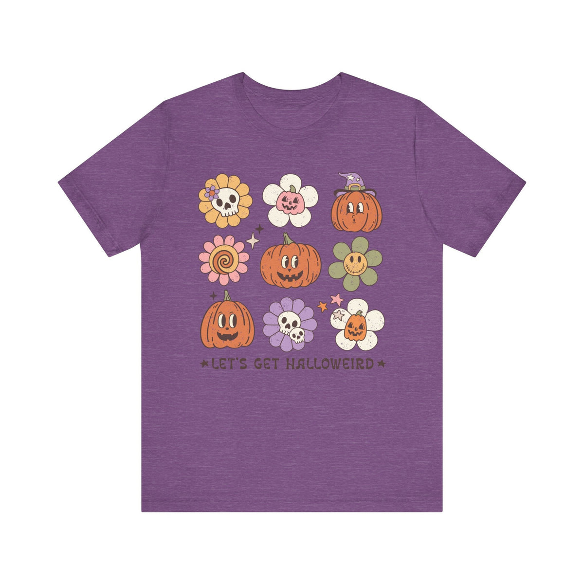 Let's Get Halloweird Halloween Shirt - Cute Pumpkins and Flowers Graphic Tee