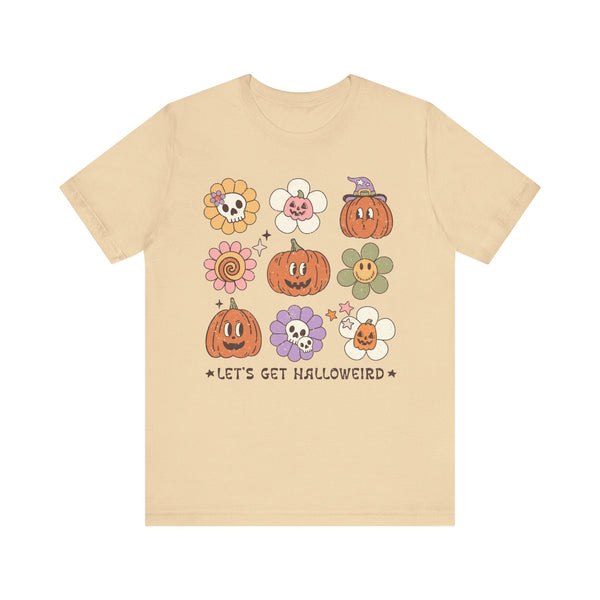 Let's Get Halloweird Halloween Shirt - Cute Pumpkins and Flowers Graphic Tee