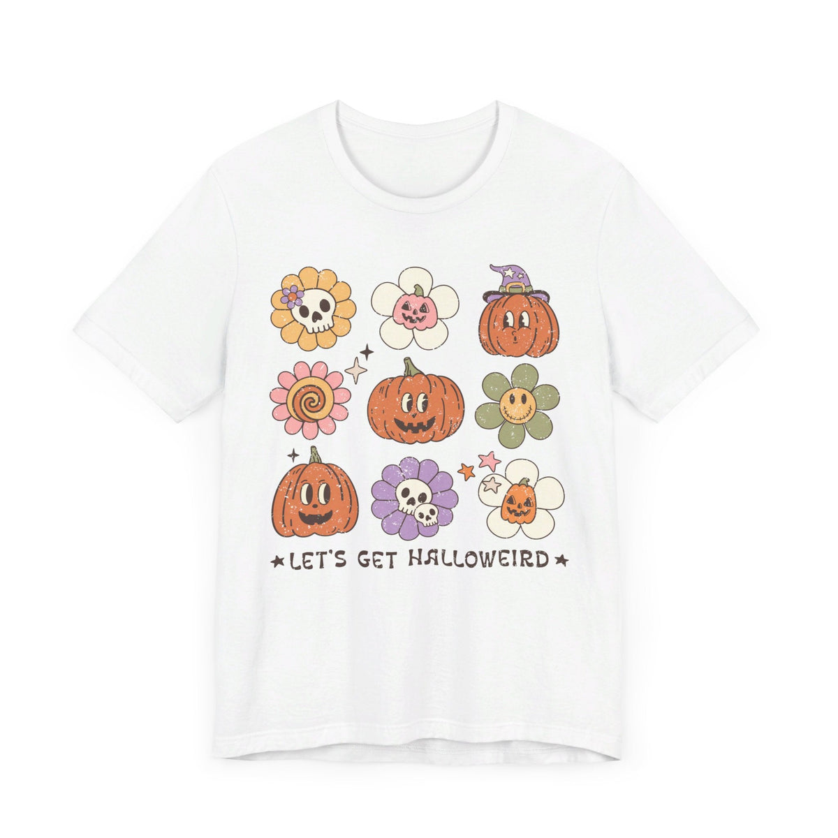 Let's Get Halloweird Halloween Shirt - Cute Pumpkins and Flowers Graphic Tee