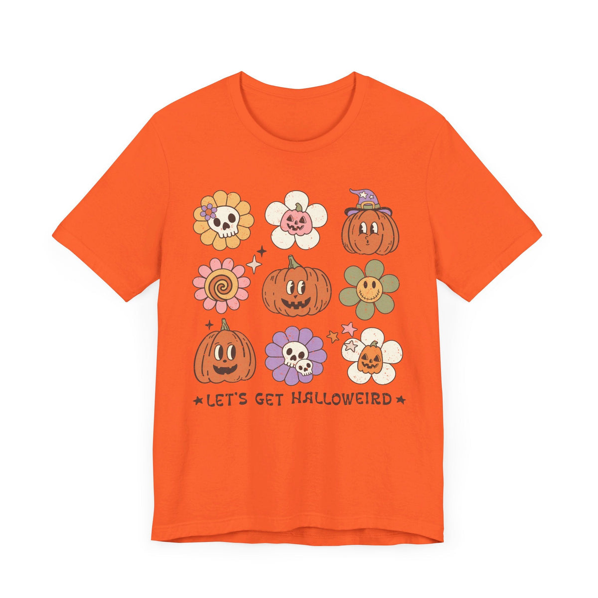 Let's Get Halloweird Halloween Shirt - Cute Pumpkins and Flowers Graphic Tee