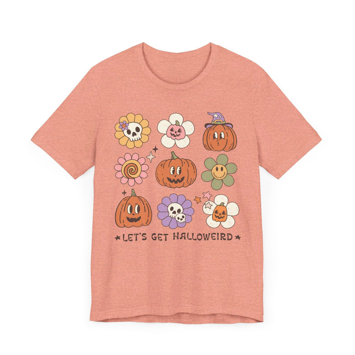 Let's Get Halloweird Halloween Shirt - Cute Pumpkins and Flowers Graphic Tee