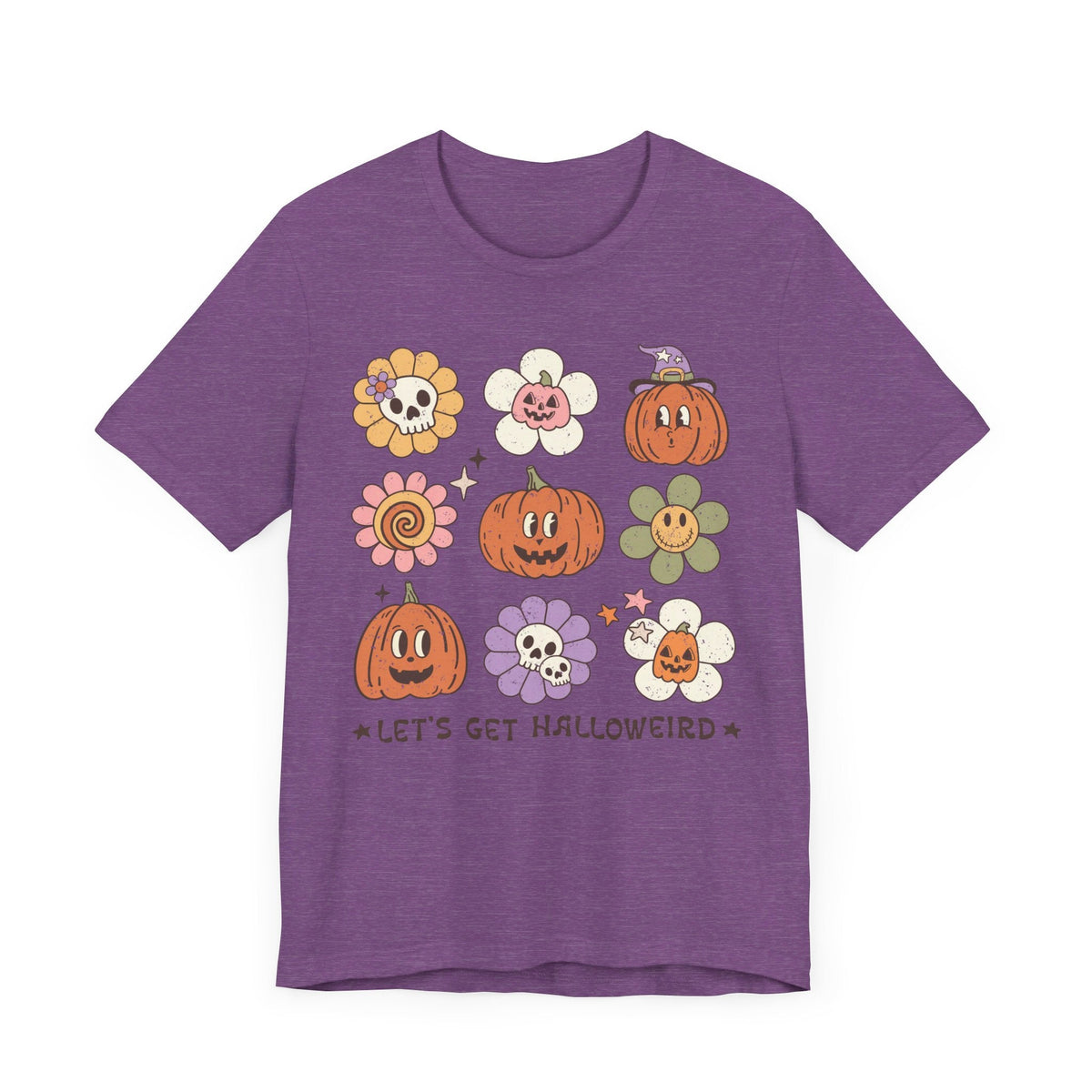 Let's Get Halloweird Halloween Shirt - Cute Pumpkins and Flowers Graphic Tee