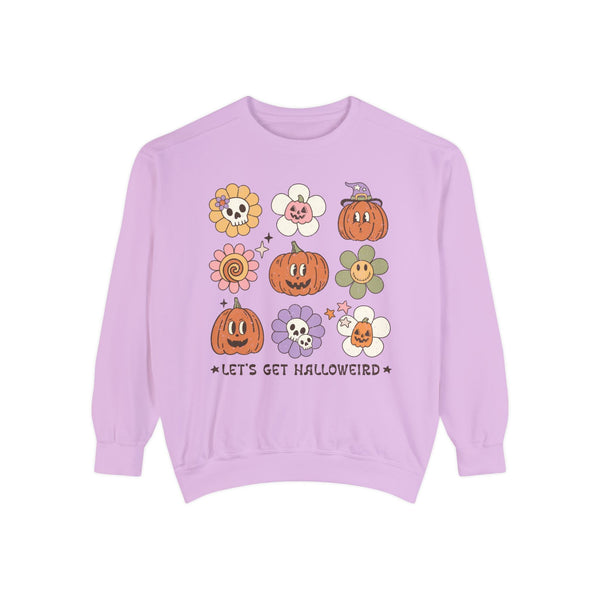 Let's Get Halloweird Halloween Sweatshirt - Cute Pumpkins and Flowers Graphic Sweater