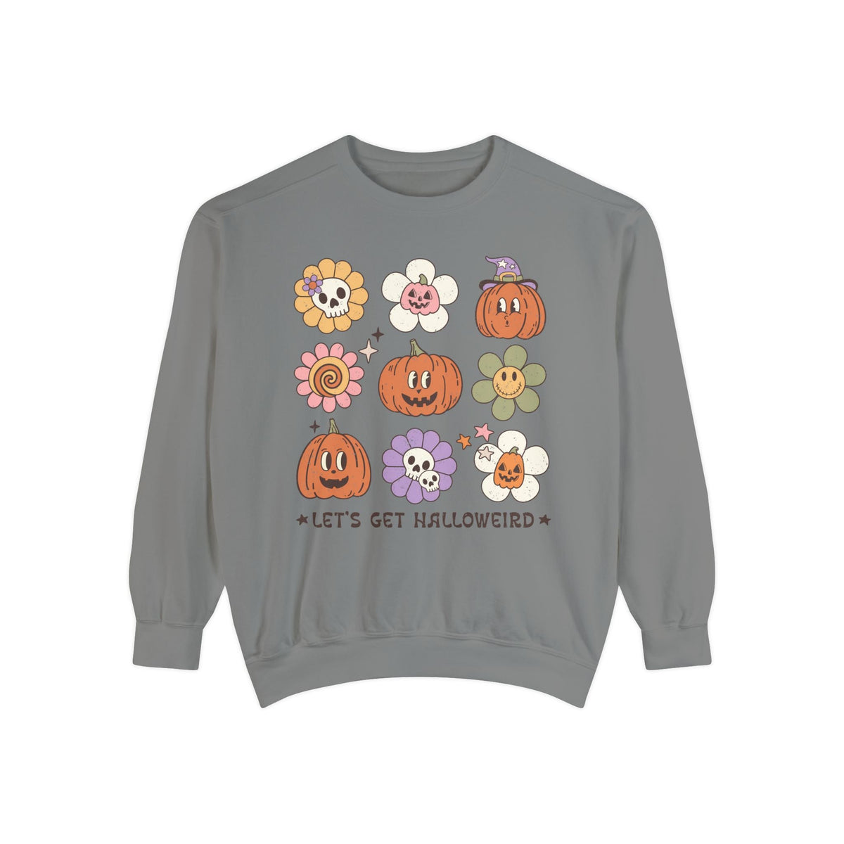 Let's Get Halloweird Halloween Sweatshirt - Cute Pumpkins and Flowers Graphic Sweater