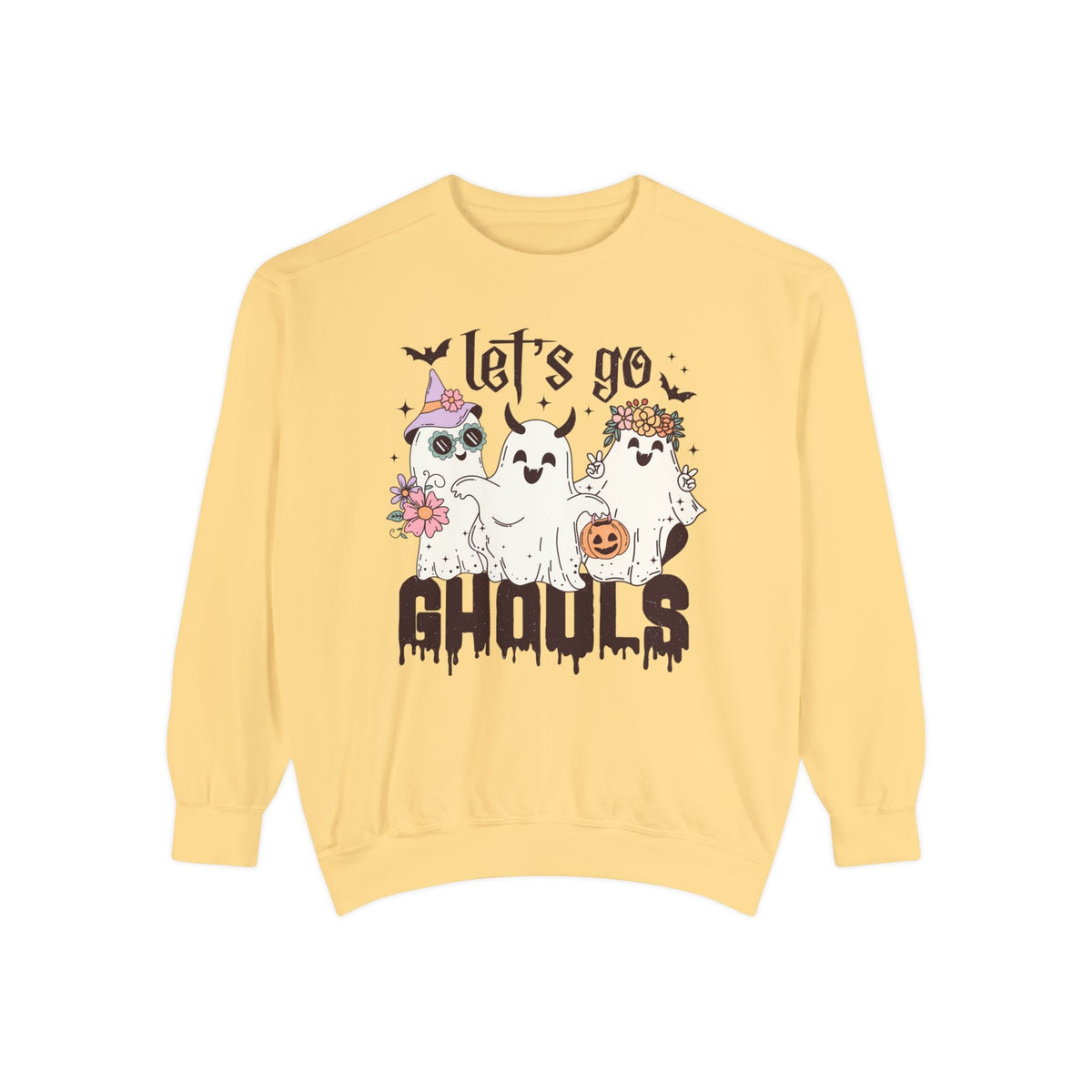 Let's Go Ghouls Halloween Sweatshirt - Retro Ghost Friends Graphic Sweater