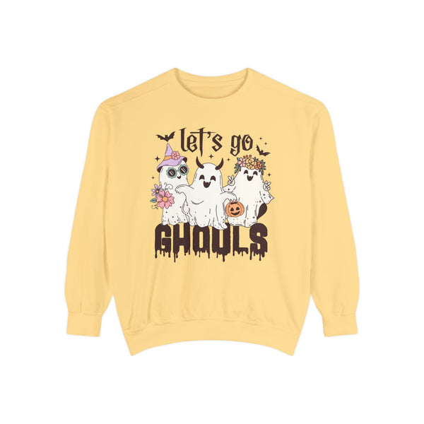 Let's Go Ghouls Halloween Sweatshirt - Retro Ghost Friends Graphic Sweater