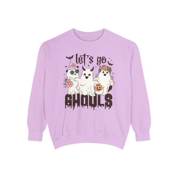 Let's Go Ghouls Halloween Sweatshirt - Retro Ghost Friends Graphic Sweater