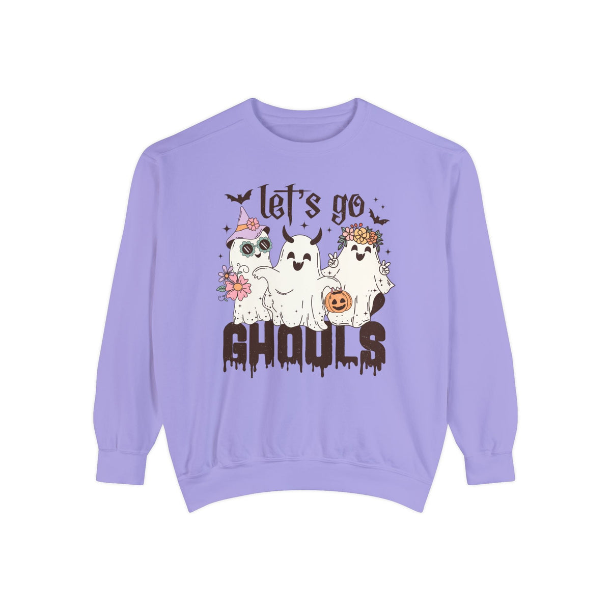 Let's Go Ghouls Halloween Sweatshirt - Retro Ghost Friends Graphic Sweater