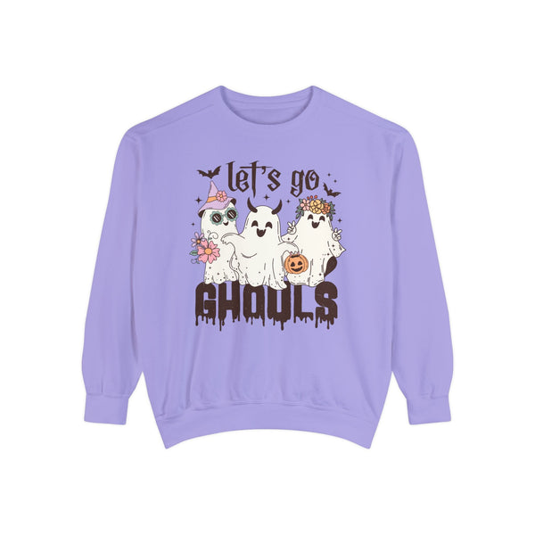 Let's Go Ghouls Halloween Sweatshirt - Retro Ghost Friends Graphic Sweater