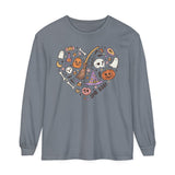 Love Boo Halloween Long Sleeve T-Shirt - Halloween Icons in Heart Shape Graphic Tee